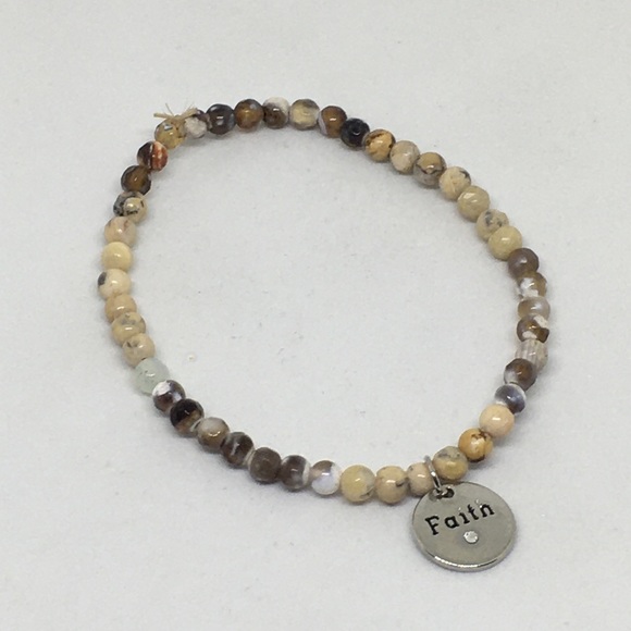 Jewelry - Multicolored Bead Bracelet With Faith Charm